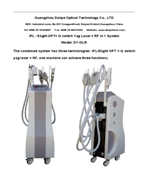 Multi-functional IPL / Elight OPT+ Q switch Yag Laser + RF in 1 System