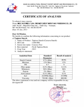 TAPIOCA STARCH, FOOD GRADE