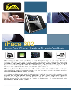 iFace302, ZKSoftware iFace302, ZKSoftware iFace302 Facial Recognition Access Control