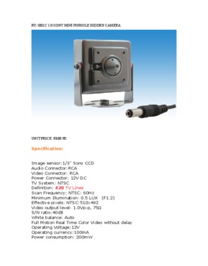 Hidden Wired High Performance 12V DC 500mA Super Surveillance Mini Cam