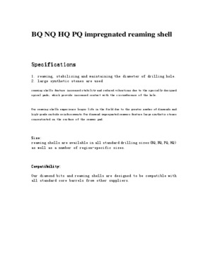 BQ NQ HQ PQ impregnated reaming shell