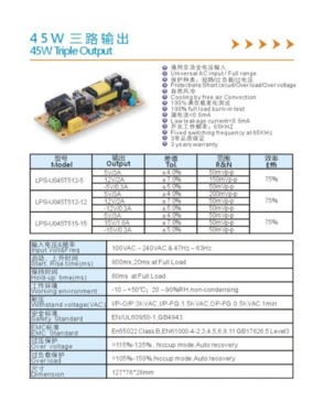 Power Supply Triple Output 45W 