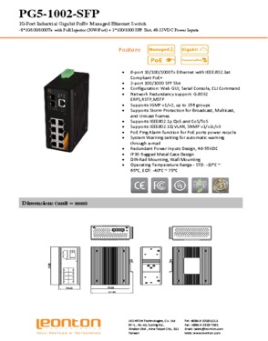 10-Port Industrial Gigabit PoE+ Managed Ethernet Switch (PG5-1002-SFP)