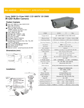 960H Ex-View HAD CCD, 680 TV line, IR Bullet Camera