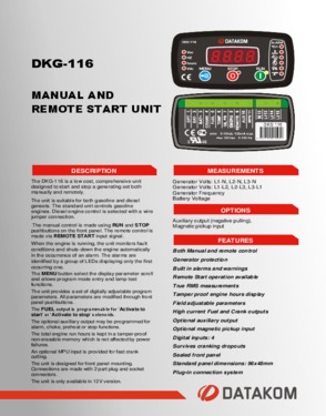 DKG 116 Manual and Remote Start Unit