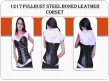 Real Leather Overbust Steel Boned Corset Bustier Ci-1217
