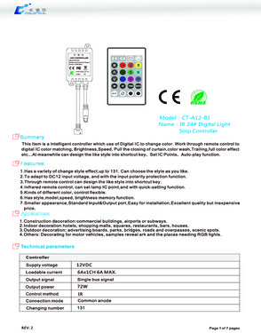 LED light Controller, RGB/dimmable for option, Match amplifier
