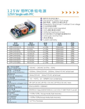 Power Supply Single PFC 125W 