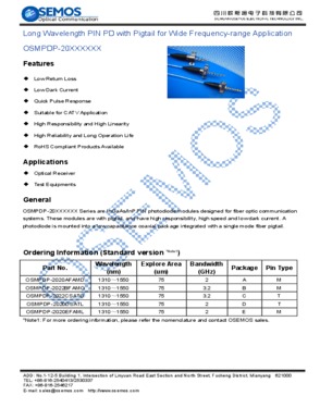 Long Wavelength PIN Photodiode Module