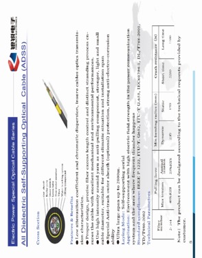 All-Dielectric Self-Supporting Optic Fiber Cable G652D type (ADSS cable)