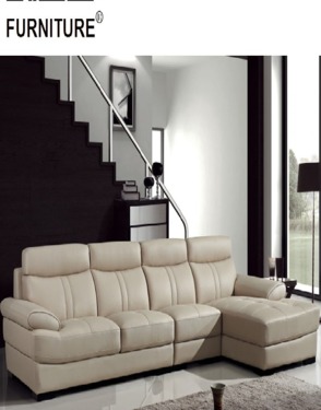 Wooden Office Furniture Genuine Leather Couch