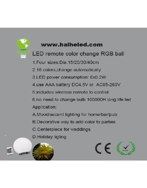 LED color changing ball