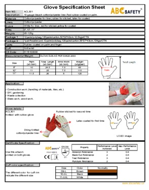 Rubber Coated Safety Work Gloves