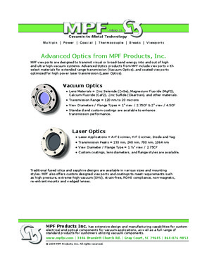 MPF Products, Inc. - Manufactures of Viewports, Multipin, Thermocouple