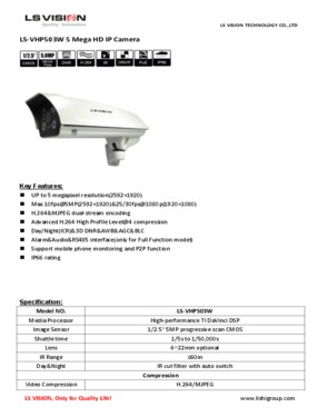 LS Vision High Resolution Outdoor 5MP Megapixel Waterproof IP Security Camera with Night Vision (LS-VHP503W)