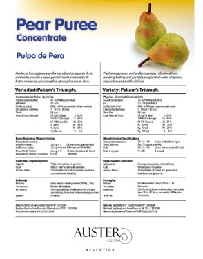 Pear Puree Concentrate - 30-32 Brix