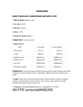 Formic Acid (Methanoic Acid)