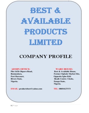 BEST AND AVAILABLE PRODUCTS LIMITED