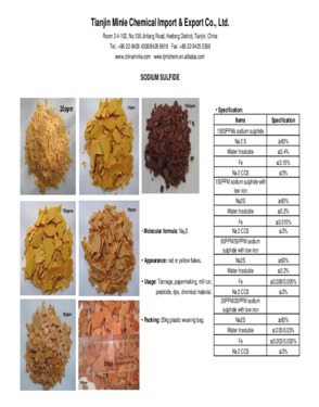 high quality 60% min red and yellow flakes Sodium Sulphide