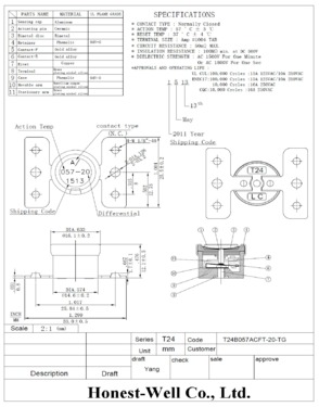 Fire Alarm System Bimetallic NC Snap Action Thermostat