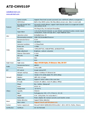 PnP HD Outdoor Wireless H.264 IR IP Box Camera ATZ-CHV010P