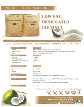 Desiccated Coconut -Low Fat (Fat 50% +-5%)