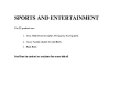 SPORTS AND ENTERTAINMENT