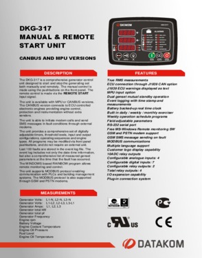 DKG 317 CAN/MPU Manual and Remote Start Unit
