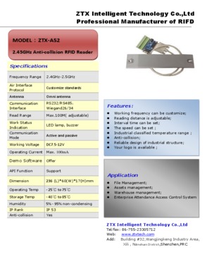 CE ZTX-52A  2.45GHZ Warehouse Management Active RFID Reader 100Meter