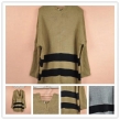 Free Shipping  Korean hooded striped batwing loose sweater