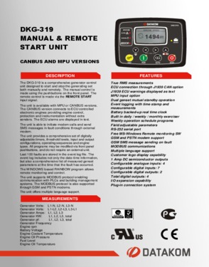 DKG 319 CAN/MPU Manual and Remote Start Unit