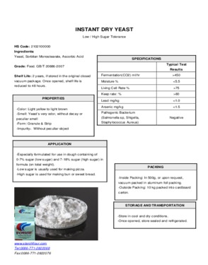 yeast for food additives