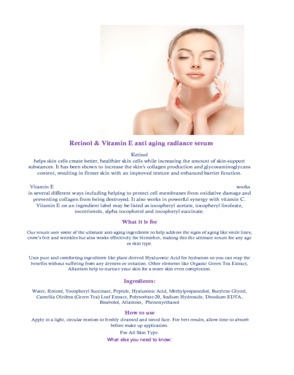 Retinol and Vitamin Anti aging skincare cream