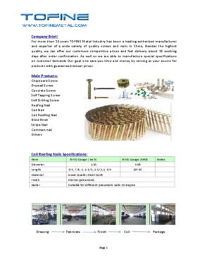 Galvanized Collated Roofing Pneumatic Nails