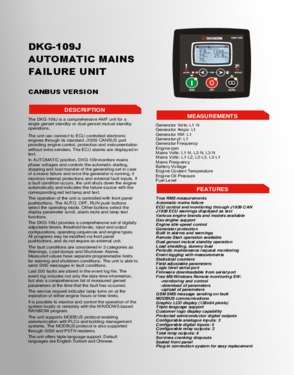 DKG 109 CAN/MPU Automatic Mains Failure Unit