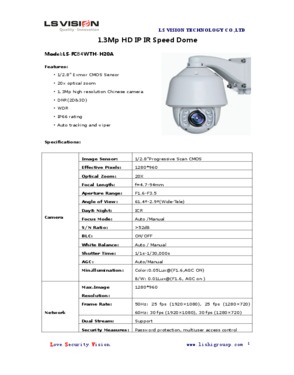 LS Vision Outdoor 20X Optical Zoom 1.3MP IR Speed Dome Camera PTZ Network IP Camera