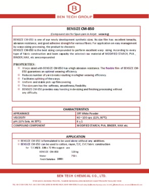 BENSIZE CM-850 (Compound size for Spun yarn in Airjet weaving)