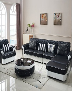 Living Room Furniture Sectional Modern Home Leather Sofa