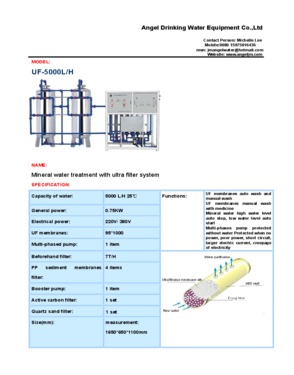 Ultra filtration Mineral/Spring water treatment machine