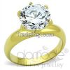 TK1408 Solitaire 6-Pronged Gold Plated Stainless Steel AAA Grade CZ Engagement Ring