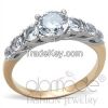 TK1794 Elegant Trellis Two-Toned Stainless Steel & Rose Gold AAA Grade CZ Engagement Ring