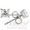 0W158 Classic Square-Shaped Basket Set 925 Sterling Silver AAA Grade CZ Stud Earrings