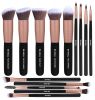 BS-MALL Makeup Brushes Premium Synthetic Foundation Powder Concealers Eye Shadows Makeup 14 Pcs Brush Set, Rose Golden, 1 Count