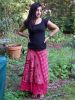 Silky sari skirt, wrap-around, reversible, two teired