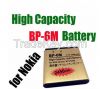Батарея замены золота большой емкости BP-6M для NOKIA N93 N73 9300 6233 6280 6282 3250 батареи 2450mAh 3.7V BP 6M