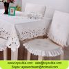 White Embroidered Cutout Dining Table Cloth Set for Home Decor