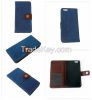 Fashion PU Jeans Cloth Wallet Leather Case Cover For iPhone 6 Hard PC Case - Blue