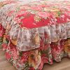 Ruffle Bedspread Sheet Set Microfiber Bed Sheet with Skirt 2 Pillow Shams Queen Bedspreads Coverlets