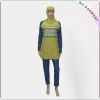 Blue Long Sleeve Muslim Swimwear with Yellow Printing