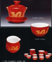 Красный комплект чая Kung-fu фарфора